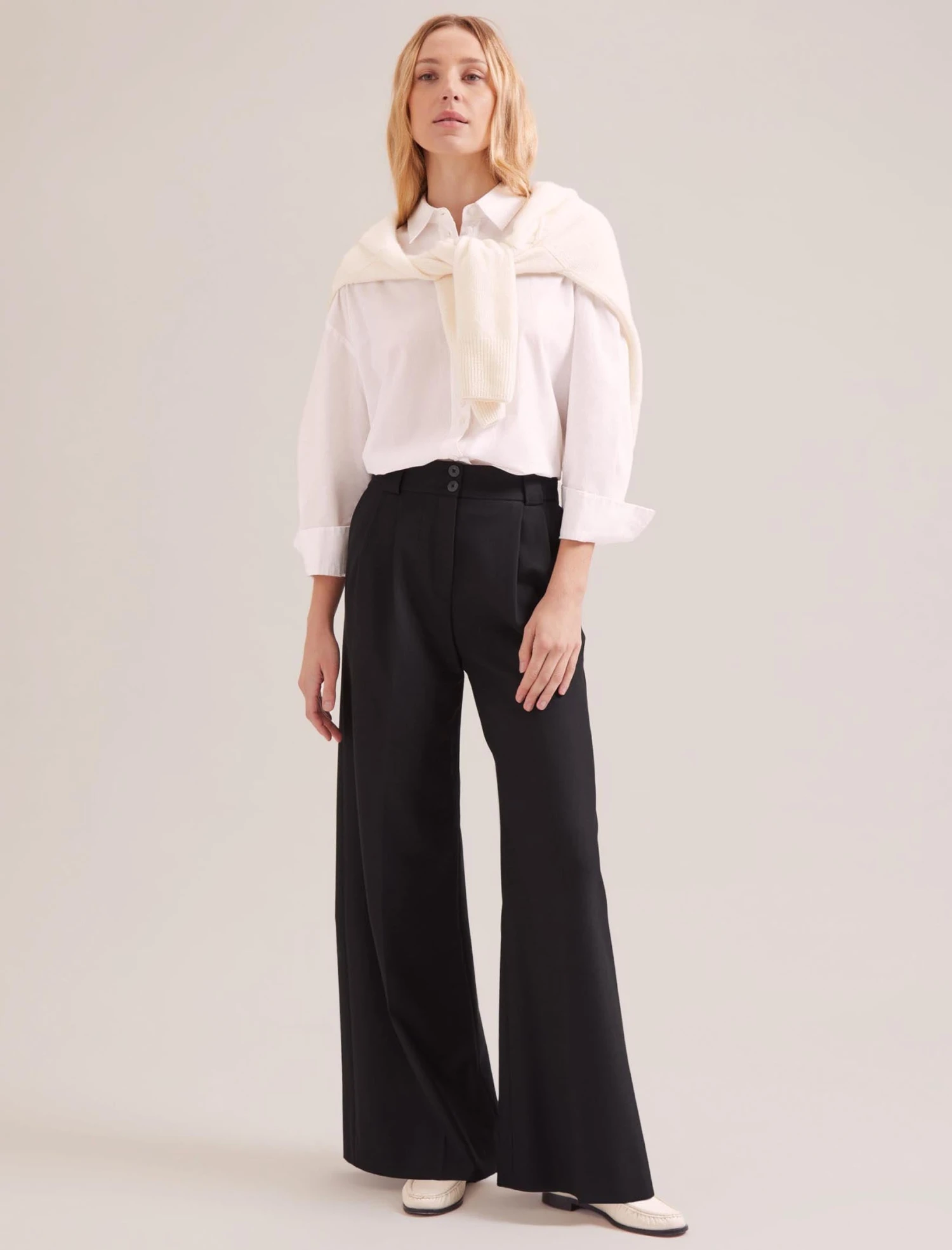 Margot New Wool Wide Leg Trouser - Black 3 Margot New Wool Wide Leg Trouser - Black