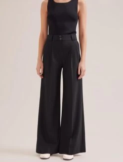 Margot New Wool Wide Leg Trouser - Black 9 Margot New Wool Wide Leg Trouser - Black -Cefinn Clothing Store SP24 TR70 MARGOT BLACK LS 17562