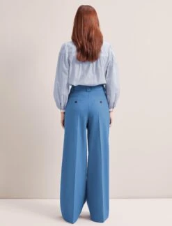 Margot New Wool Wide Leg Trouser - Blue -Cefinn Clothing Store SP24 TR70 MARGOT BLUE LS 6355