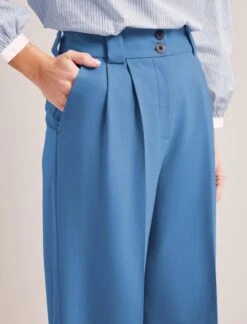 Margot New Wool Wide Leg Trouser - Blue -Cefinn Clothing Store SP24 TR70 MARGOT BLUE LS 6423