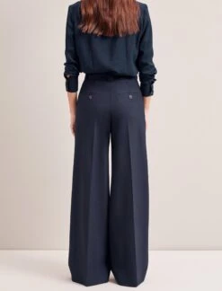 Margot New Wool Wide Leg Trouser - Navy -Cefinn Clothing Store SP24 TR70 MARGOT NAVY LS 6660