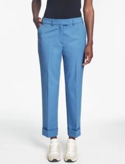 Clement New Wool Turn Up Trouser - Blue -Cefinn Clothing Store SP24 TR76 CLEMENT BLUE LS 588