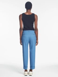 Clement New Wool Turn Up Trouser - Blue -Cefinn Clothing Store SP24 TR76 CLEMENT BLUE LS 625