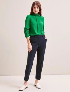 Clement New Wool Easy Waist Turn Up Trouser - Navy -Cefinn Clothing Store SP24 TR77 CLEMENT NAVY LS 6995