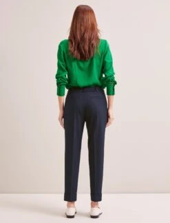 Clement New Wool Easy Waist Turn Up Trouser - Navy -Cefinn Clothing Store SP24 TR77 CLEMENT NAVY LS 7111