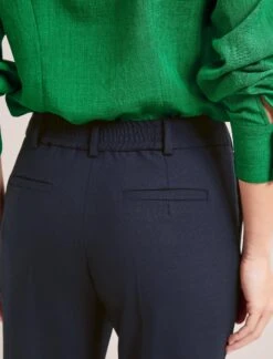 Clement New Wool Easy Waist Turn Up Trouser - Navy -Cefinn Clothing Store SP24 TR77 CLEMENT NAVY LS 7112