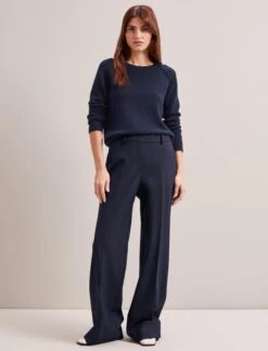 Terence New Wool Wide Leg Trouser - Navy -Cefinn Clothing Store SP24 TR86 TERENCE NAVY LS 6792