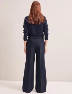 Terence New Wool Wide Leg Trouser - Navy -Cefinn Clothing Store SP24 TR86 TERENCE NAVY LS 6972