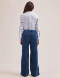 Harlow Corduroy Wide Leg Trouser - Blue -Cefinn Clothing Store SP24 TR88 HARLOW BLUE LS 1467