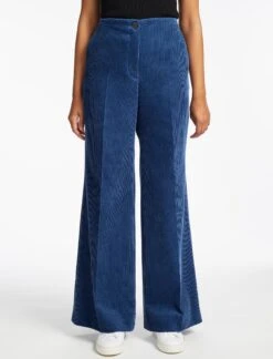 Harlow Corduroy Wide Leg Trouser - Blue -Cefinn Clothing Store SP24 TR88 HARLOW BLUE LS 358