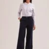 Harlow Corduroy Wide Leg Trouser - Navy -Cefinn Clothing Store SP24 TR88 HARLOW NAVY LS 1412