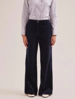 Harlow Corduroy Wide Leg Trouser - Navy 8 Harlow Corduroy Wide Leg Trouser - Navy -Cefinn Clothing Store SP24 TR88 HARLOW NAVY LS 1447