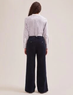 Harlow Corduroy Wide Leg Trouser - Navy 9 Harlow Corduroy Wide Leg Trouser - Navy -Cefinn Clothing Store SP24 TR88 HARLOW NAVY LS 1467