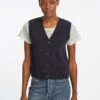 Meryl Wool V Neck Waistcoat - Navy 2 Meryl Wool V Neck Waistcoat - Navy -Cefinn Clothing Store SU22 K69 MERYL NAVY LS 25307