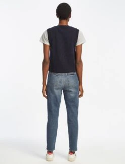 Meryl Wool V Neck Waistcoat - Navy -Cefinn Clothing Store SU22 K69 MERYL NAVY LS 25331