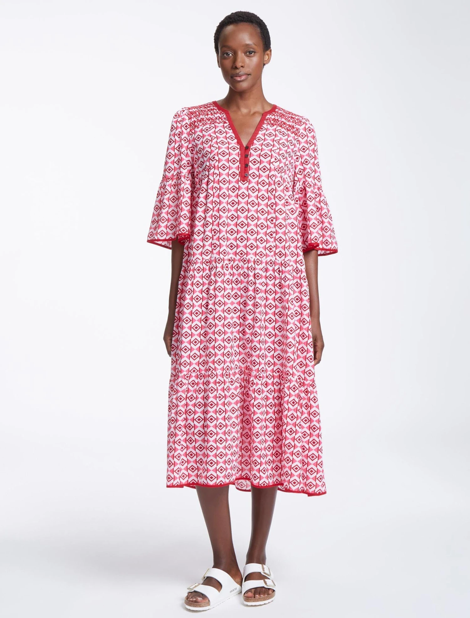 Hester Cotton Maxi Dress - Pink Diamond Geo Print 7 Hester Cotton Maxi Dress - Pink Diamond Geo Print - Image 5