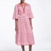 Hester Cotton Maxi Dress - Pink Diamond Geo Print 1 Hester Cotton Maxi Dress - Pink Diamond Geo Print -Cefinn Clothing Store SU23 D525 HESTER PINKDIAMONDGEOPRINT LS0354