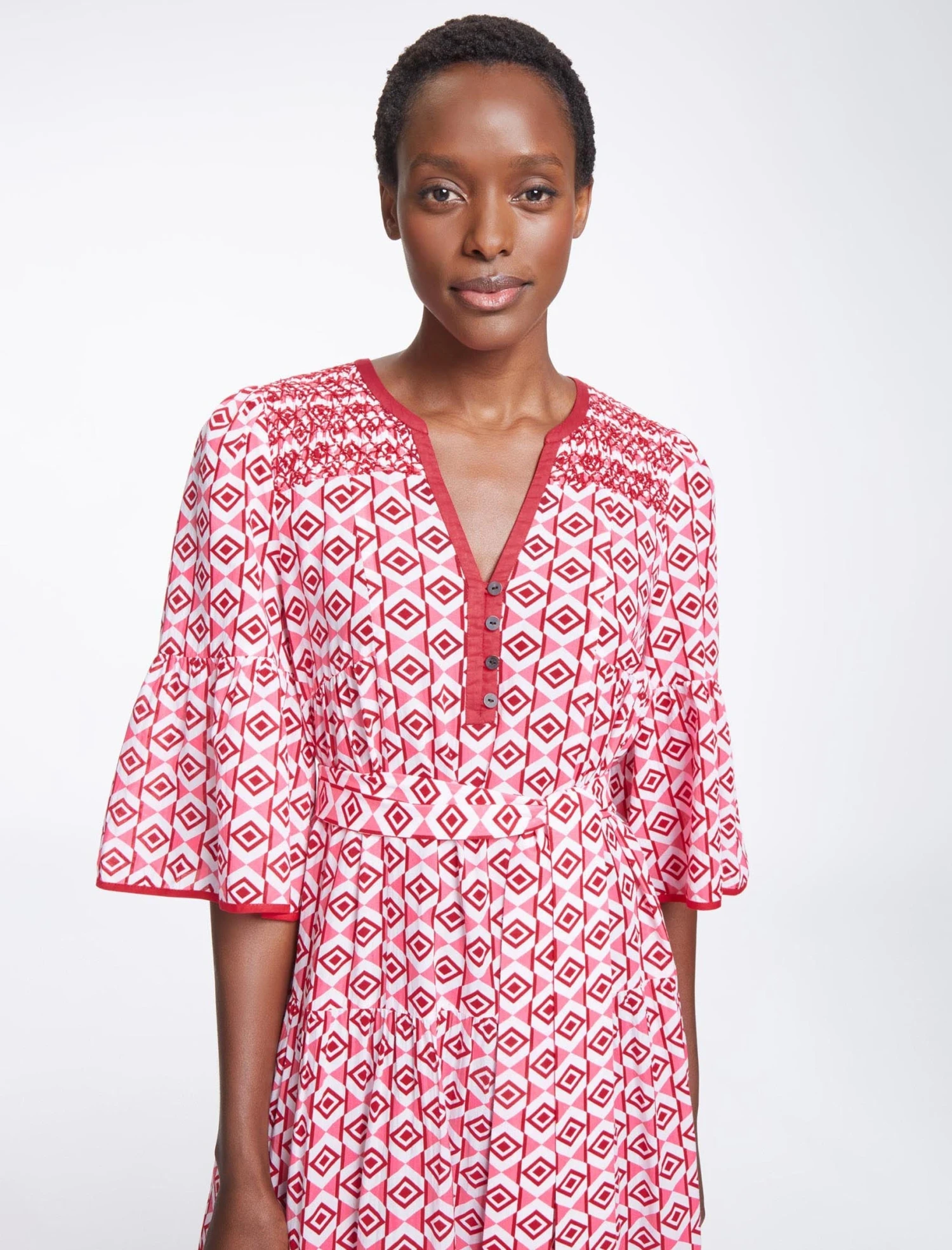 Hester Cotton Maxi Dress - Pink Diamond Geo Print 5 Hester Cotton Maxi Dress - Pink Diamond Geo Print - Image 3