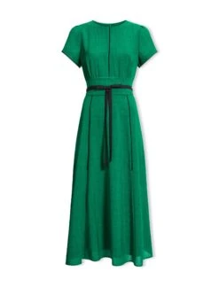Rosie Techni Voile Maxi Dress - Emerald Green Black -Cefinn Clothing Store SU23 D526 ROSIE EMERALDGREEN BLACK CO