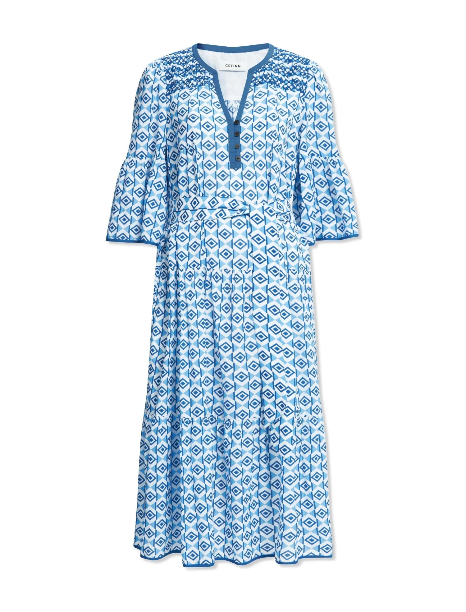 Hester Cotton Maxi Dress - Blue Diamond Geo Print 9 Hester Cotton Maxi Dress - Blue Diamond Geo Print - Image 7