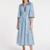 Hester Cotton Maxi Dress - Blue Diamond Geo Print 1 Hester Cotton Maxi Dress - Blue Diamond Geo Print -Cefinn Clothing Store SU23 D52 HESTER BLUEDIAMONDGEOPRINT LS 59091