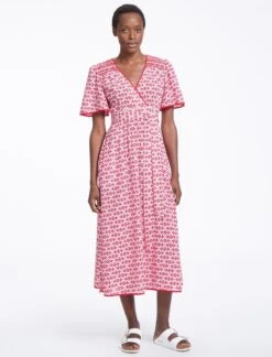 Gina Cotton Maxi Dress - Pink Diamond Geo Print -Cefinn Clothing Store SU23 D538 GINA PINKDIAMONDGEOPRINT LS0209