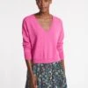 Joely Cashmere Curved Hem Boxy Jumper - Hot Pink -Cefinn Clothing Store SU23 K67 JOELY HOTPINK LS 1996