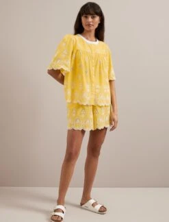 Bonnie Organic Cotton Blouse - Yellow White -Cefinn Clothing Store SU24 B157 Alana YELLOWWHITE LS 713