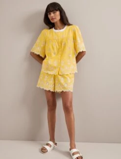 Bonnie Organic Cotton Blouse - Yellow White -Cefinn Clothing Store SU24 B157 Alana YELLOWWHITE LS 761