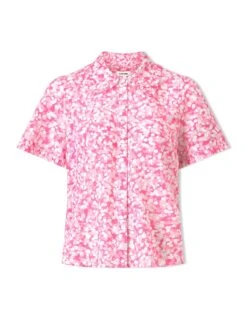 Pippi Cotton Blend Blouse - Hot Pink Blossom Print -Cefinn Clothing Store SU24 B159 PIPPI HOTPINKBLOSSOMPRINT CO