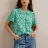 Pippi Cotton Blend Blouse - Mid Green Blossom Print 2 Pippi Cotton Blend Blouse - Mid Green Blossom Print -Cefinn Clothing Store SU24 B159 PIPPI MIDGREENBLOSSOMPRINT LS 1220