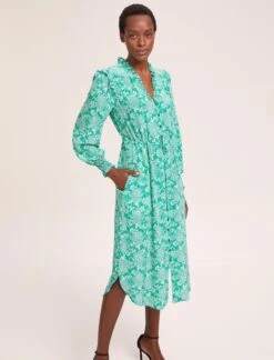 Stella Silk Midi Dress - Green Damask Print 15 Stella Silk Midi Dress - Green Damask Print -Cefinn Clothing Store SU24 D368 STELLA GREENDAMASKPRINTS LS 39153