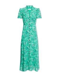 Liliana Cotton Blend Maxi Dress - Green White Palm Floral 17 Liliana Cotton Blend Maxi Dress - Green White Palm Floral -Cefinn Clothing Store SU24 D620 LILIANA GREENWHITEPALMFLORALPRINT CO
