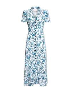 Liliana Cotton Blend Maxi Dress - White Blue Palm Floral 15 Liliana Cotton Blend Maxi Dress - White Blue Palm Floral -Cefinn Clothing Store SU24 D620 LILIANA WHITEBLUEPALMFLORALPRINT CO