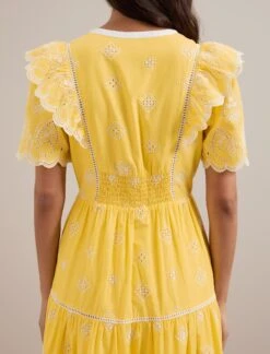 Alana Organic Cotton Maxi Dress - Yellow White -Cefinn Clothing Store SU24 D630 ALANA YELLOW WHITE LS 1693