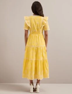 Alana Organic Cotton Maxi Dress - Yellow White -Cefinn Clothing Store SU24 D630 ALANA YELLOW WHITE LS 1706