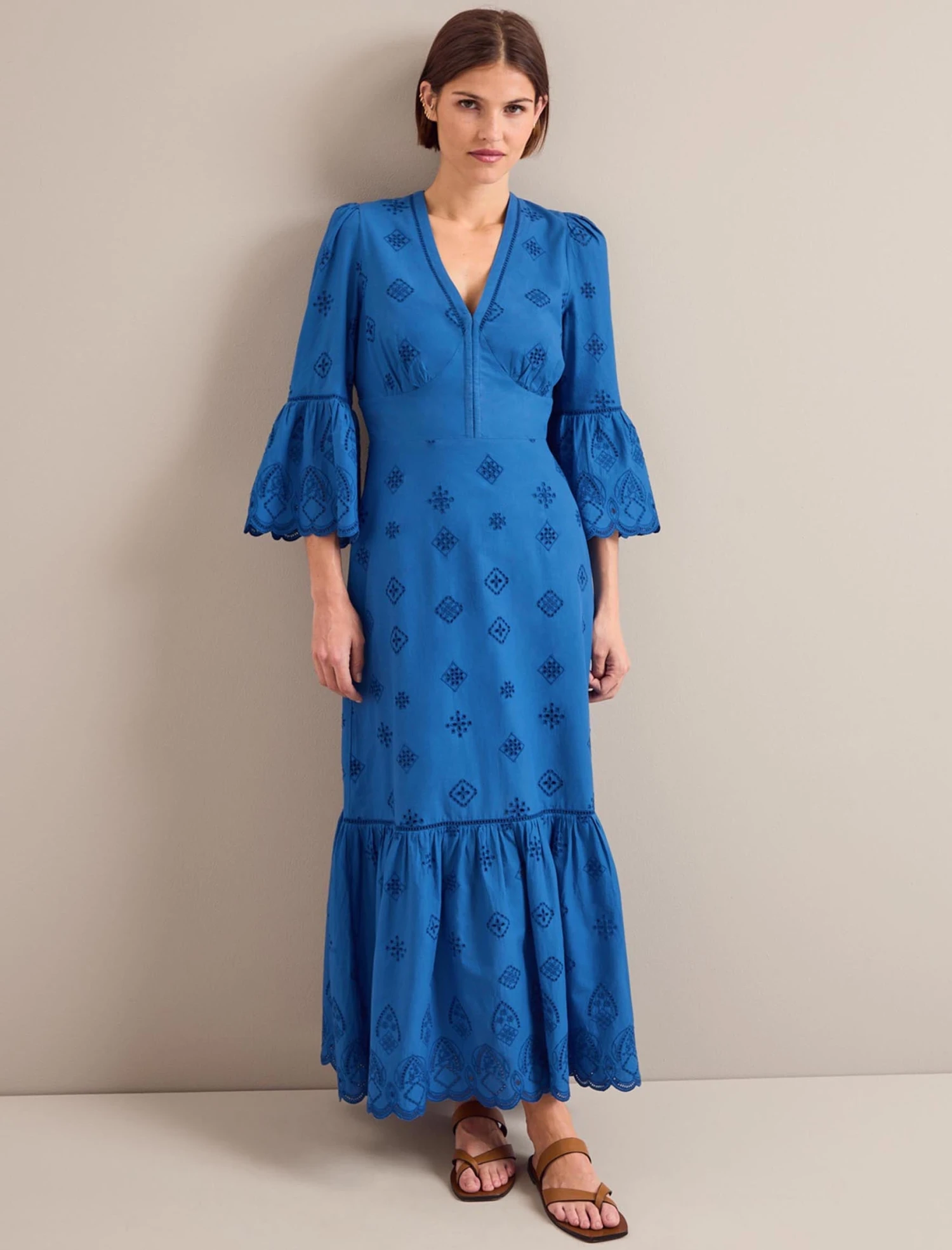 Daphne Organic Cotton Maxi Dress - Blue 6 Daphne Organic Cotton Maxi Dress - Blue - Image 4