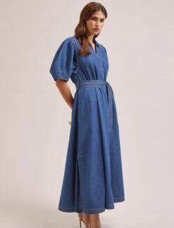 Wren Denim Maxi Dress - Light Blue -Cefinn Clothing Store SU24 D634 WREN LIGHTBLUE LS 917