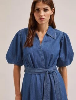 Wren Denim Maxi Dress - Light Blue -Cefinn Clothing Store SU24 D634 WREN LIGHTBLUE LS 937