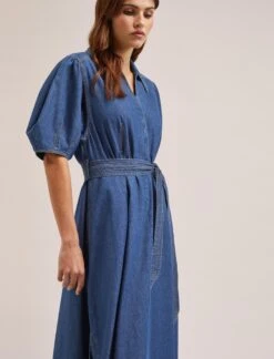 Wren Denim Maxi Dress - Light Blue -Cefinn Clothing Store SU24 D634 WREN LIGHTBLUE LS 947