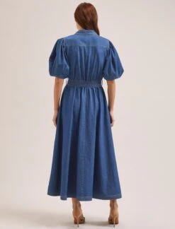 Wren Denim Maxi Dress - Light Blue -Cefinn Clothing Store SU24 D634 WREN LIGHTBLUE LS 956