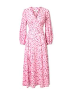 Cora Cotton Blend Maxi Dress - Hot Pink Blossom Print 15 Cora Cotton Blend Maxi Dress - Hot Pink Blossom Print -Cefinn Clothing Store SU24 D636 CORA HOTPINKBLOSSOMPRINT CO