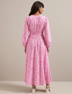 Cora Cotton Blend Maxi Dress - Hot Pink Blossom Print 14 Cora Cotton Blend Maxi Dress - Hot Pink Blossom Print -Cefinn Clothing Store SU24 D636 CORA HOTPINKBLOSSOMPRINT LS 1108