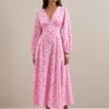 Cora Cotton Blend Maxi Dress - Hot Pink Blossom Print -Cefinn Clothing Store SU24 D636 CORA HOTPINKBLOSSOMPRINT LS 985