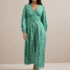Cora Cotton Blend Maxi Dress - Mid Green Blossom Print -Cefinn Clothing Store SU24 D636 CORA MIDGREENBLOSSOMPRINT LS 1754