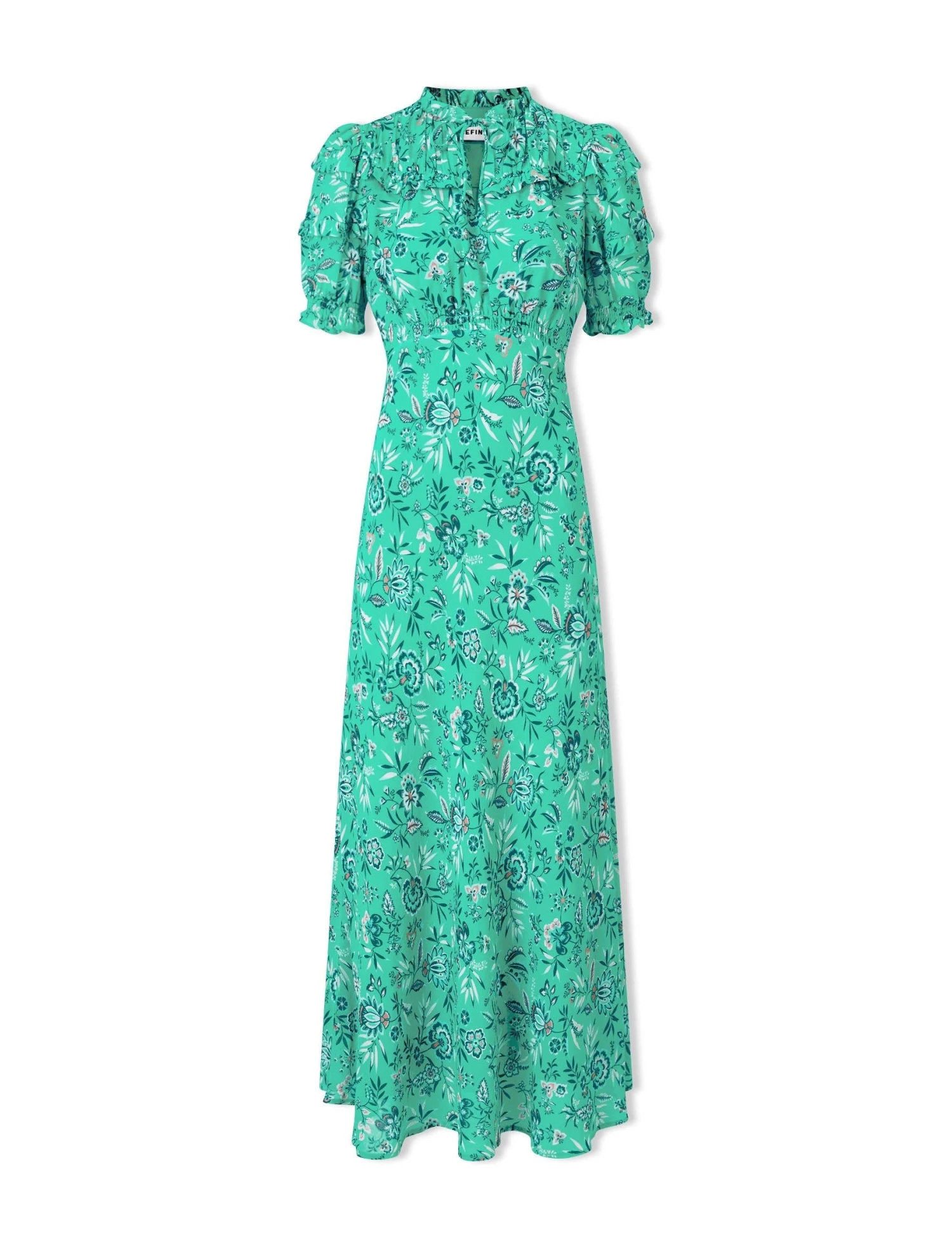 Viola Cotton Blend Bias Cut Maxi Dress - Green White Palm Floral 10 Viola Cotton Blend Bias Cut Maxi Dress - Green White Palm Floral - Image 8