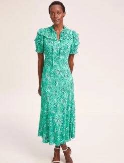 Viola Cotton Blend Bias Cut Maxi Dress - Green White Palm Floral 15 Viola Cotton Blend Bias Cut Maxi Dress - Green White Palm Floral -Cefinn Clothing Store SU24 D637 VIOLA GREENWHITEPALMFLORAL LS 39590