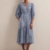 Aspen Cotton Blend Maxi Dress - Blue Ditsy Carnation Print -Cefinn Clothing Store SU24 D639 ASPIN BLUEDITSY CARNATION PRINT LS 5853