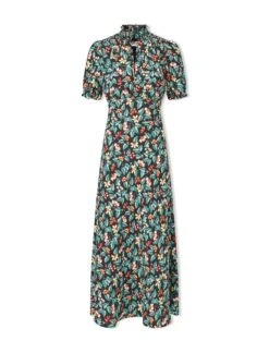 Irina Bias Cut Maxi Dress - Black Multi Tropical Floral Print -Cefinn Clothing Store SU24 D641 IRINA BLACKMULTITROPICALFLORAL CO