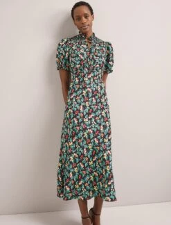 Irina Bias Cut Maxi Dress - Black Multi Tropical Floral Print -Cefinn Clothing Store SU24 D641 IRINA BLACKMULTITROPICALFLORAL LS 1708